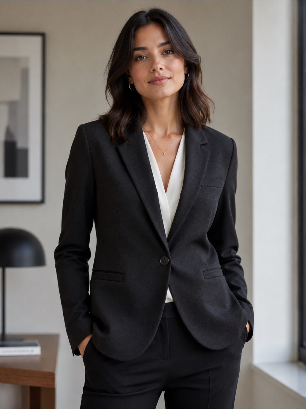 Judith & Charles Wool Tailored Black Single-Button Blazer size 10